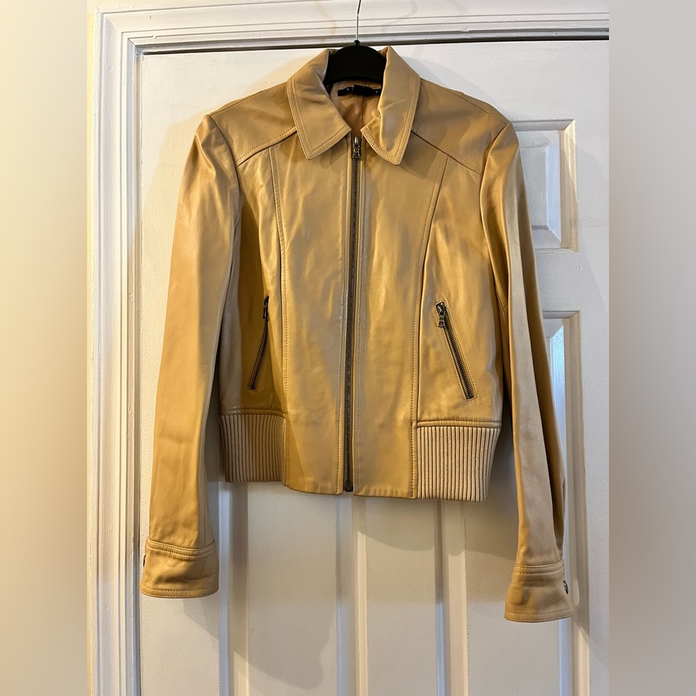 Theory camel leather jacket